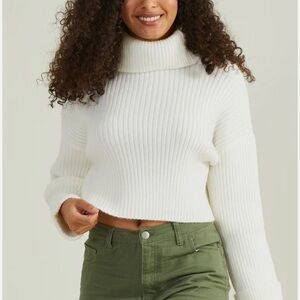 mimosa white mock neck cropped sweater